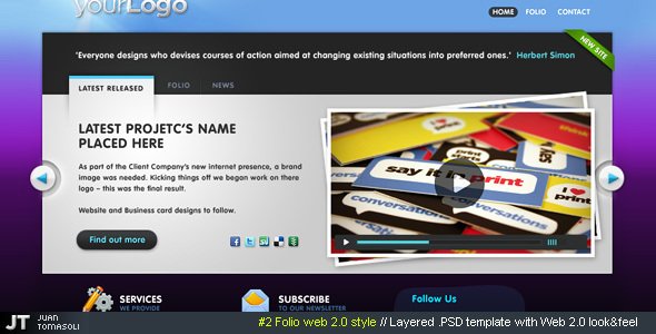 #2 Folio web 2.0 style, PSD theme Creative PSDTemplates