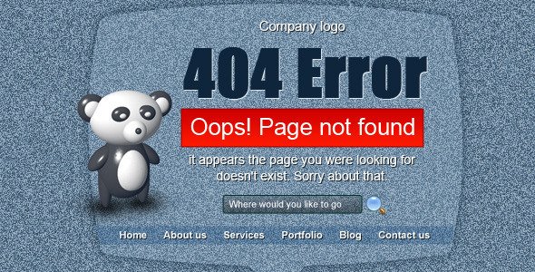 404 Error Screen Template Specialty Page