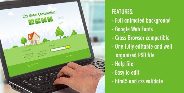 Animated City Under Construction Template Specialty Page