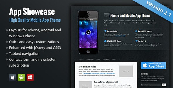 App Showcase - iPhone and Mobile App LandingPages Landing Page
