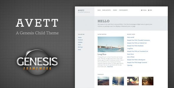 Avett: WordPress Portfolio Genesis Child Theme Frameworks