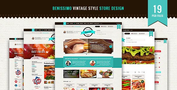 Bennissimo — vintage style store template PSD Retail