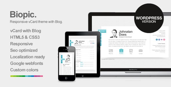 Biopic - Responsive vCard WordPress Theme Creative