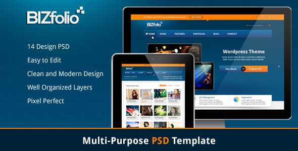 BizFolio Responsive Unique PSD Theme Creative