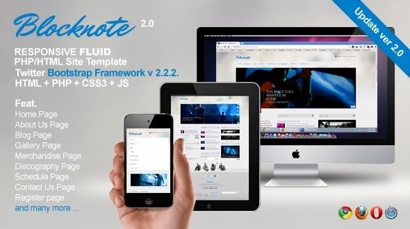 Blocknote - Responsive Website for Band/Musician Template