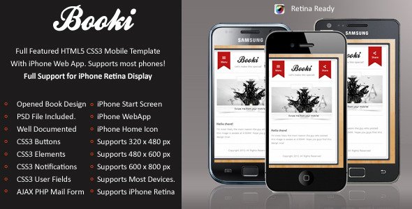 Booki Mobile Retina | HTML5 & CSS3 And iWebApp Template