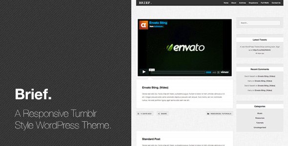 Brief - Responsive Tumblr Style WordPress Theme Blog/Magazine