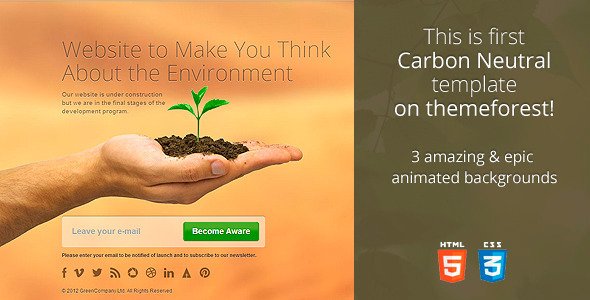 CarbonNeutral - HTML5 Coming Soon Template Specialty Page