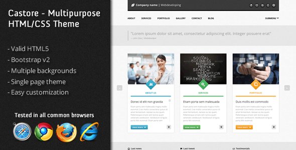 Castore - Multipurpose Single Page HTML Theme Template Corporate