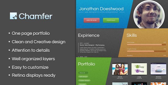 Chamfer - One Page Creative Portfolio PSD Creative
