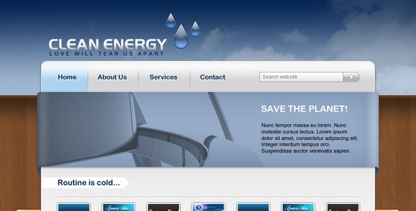 Clean Energy business web template Corporate PSDTemplates