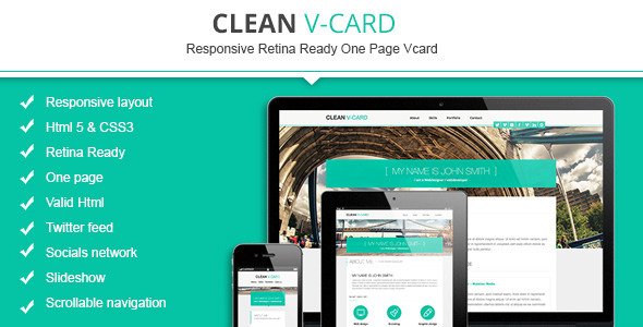 Clean Responsive Retina Ready V-card Template Personal
