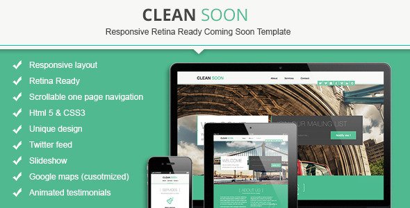 Clean Soon Responsive Retina Ready Coming Soon
