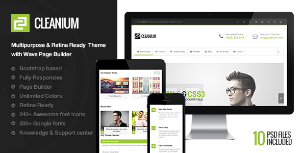 Cleanium - Responsive Multi-Purpose Retina Theme WordPress