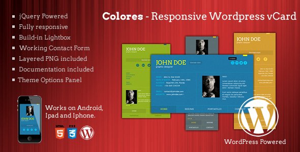 Colores - Responsive Wordpress vCard Creative