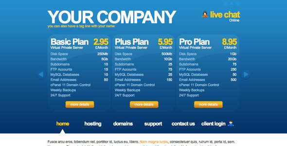 Connect - Clean Hosting Company (jQuery Plan Overview Slider)