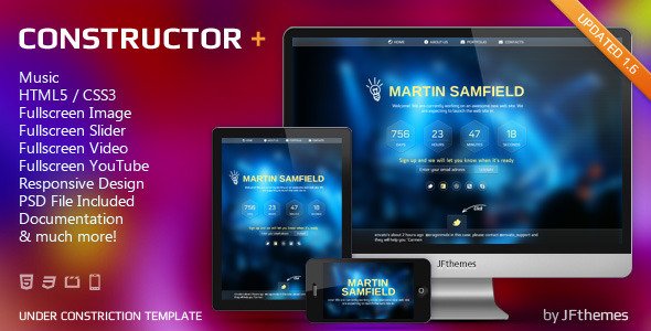 Constructor - Responsive Under Construction Templa Template