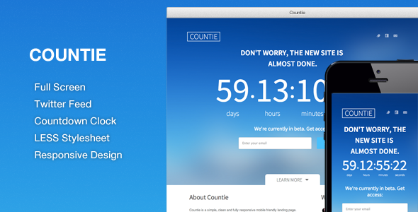 Countie: Fullscreen, Responsive Countdown Landing Template