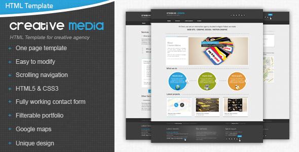 Creative Media One Page Html Creative Agency Template Creative