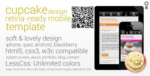 Cupcake Retina-Ready Mobile Template Mobile