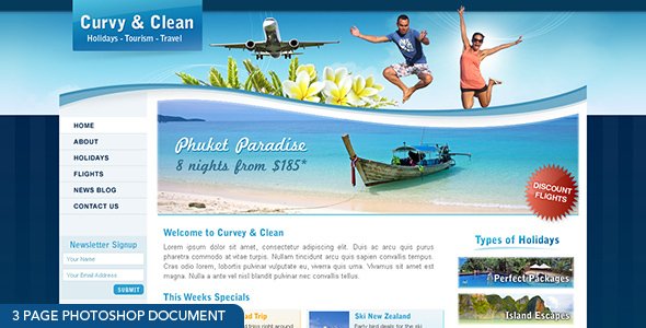 Curvy and Clean - 3 page photoshop document Retail PSDTemplates