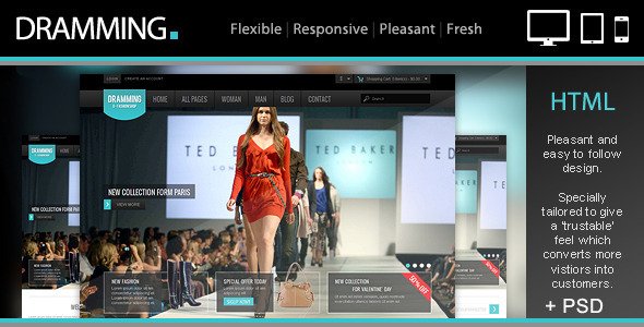 Dramming - Pleasant ecommerce site template. Retail