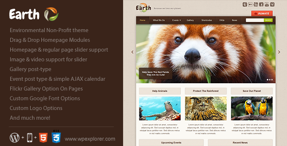 Earth - Eco/Environmental NonProfit WordPress Theme Nonprofit