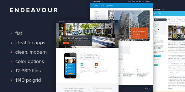 Endeavour Flat Multipurpose Template PSD Creative