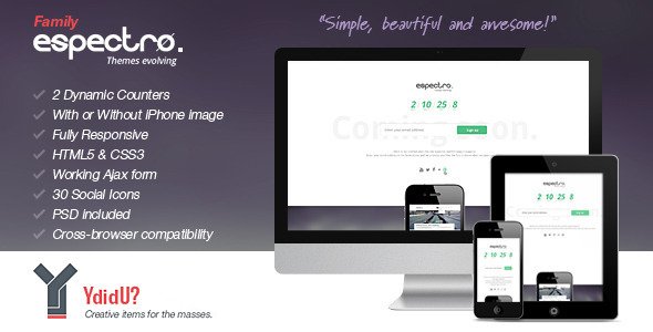 Espectro :: Responsive Clean Coming Soon Page Template Specialty Page