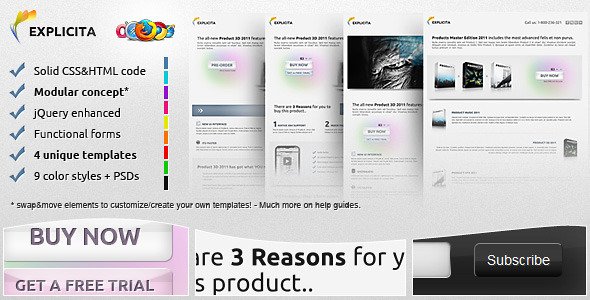 Explicita - Stylish & Explicit Landing Page (4in1) LandingPages
