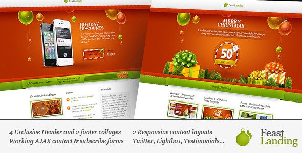 Feast Landing - Responsive, Christmas landing page