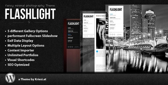 Flashlight - fullscreen background portfolio theme WordPress