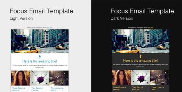 Focus Email Template (& Campaign Monitor versions)