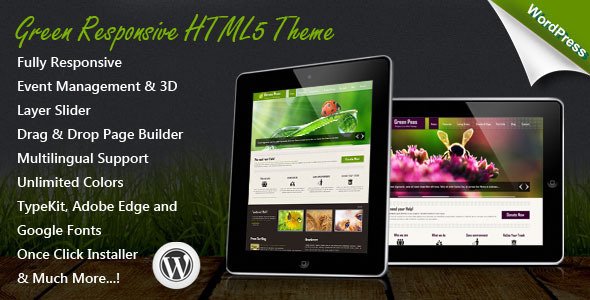 Green Responsive WordPress Theme Nonprofit