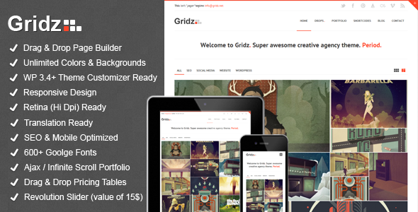 Gridz - Creative Agency Retina Ready WP Theme WordPress Creative