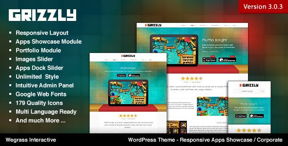 Grizzly - Responsive App Showcase / Corporate WordPress Technology