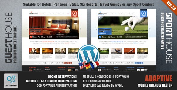 Guesthouse - Hotel & Sport Center 2in1 Premium Theme WordPress