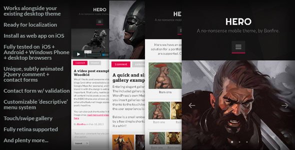 HERO - A no-nonsense mobile theme, by Bonfire. WordPress