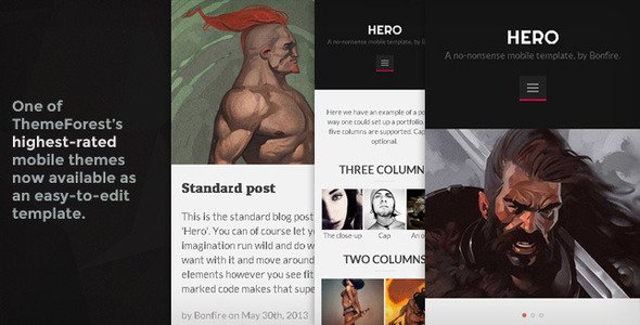HERO: a retina-ready HTML5 + CSS3 mobile template