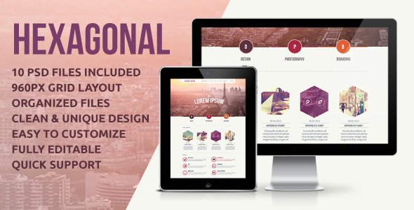 Hexagonal - Unique Business & Portfolio Template PSD