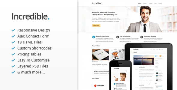 Incredible - Responsive HTML Template Corporate