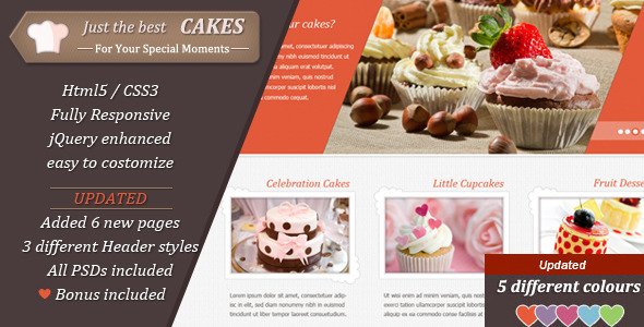 JustCakes - responsive html5 for bakery items Template Retail