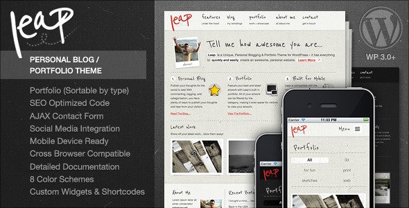 Leap - Unique Personal Blog / Portfolio Theme WordPress Blog/Magazine