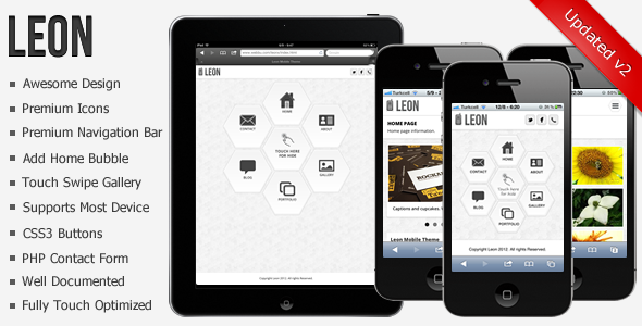 Leon Mobile Web Theme Template Mobile