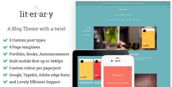 Literary: A WordPress Blog Theme with a twist Blog/Magazine