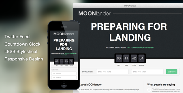 MOONlander: Responsive Countdown Landing Page Template Specialty Page
