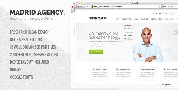 Madrid - Multi Purpose Template PSD Corporate