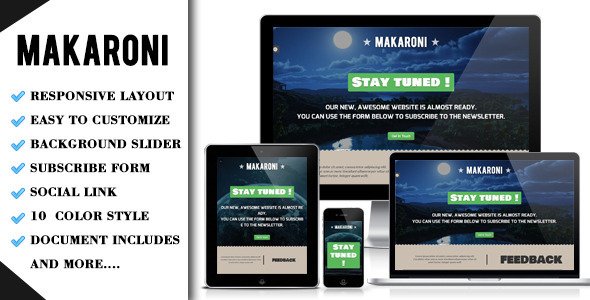 Makaroni - Responsive Underconstruction Template Specialty Page