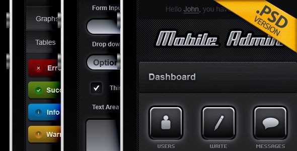 Mobile Admin Technology PSDTemplates