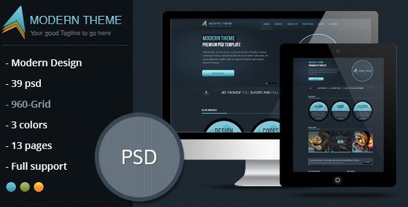 Modern Theme: Modern and Clean PSD Creative